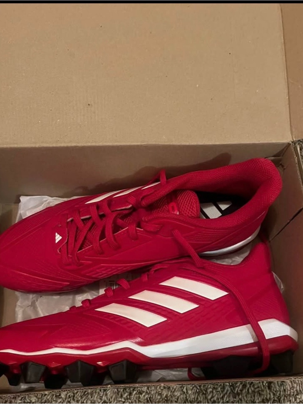 Men’s Adidas red Icon 8 baseball cleats, Size 12.5 #baseball #cleats